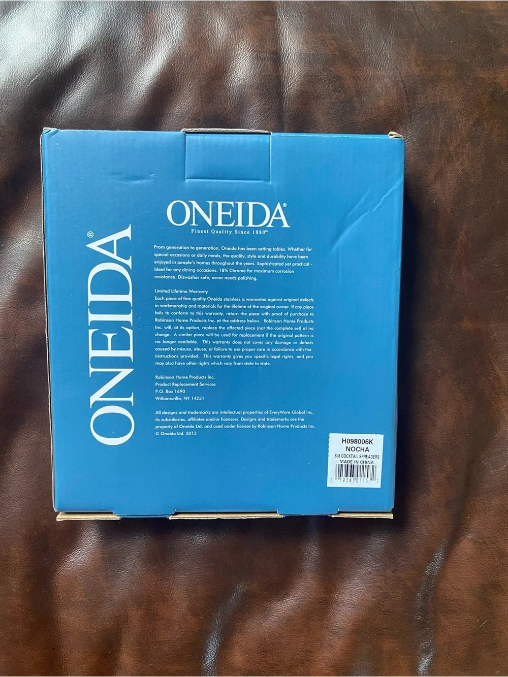 Oneida Mocha 6-Piece Cocktail Spreader Set 18/0 Stainless Steel NIB H098006K